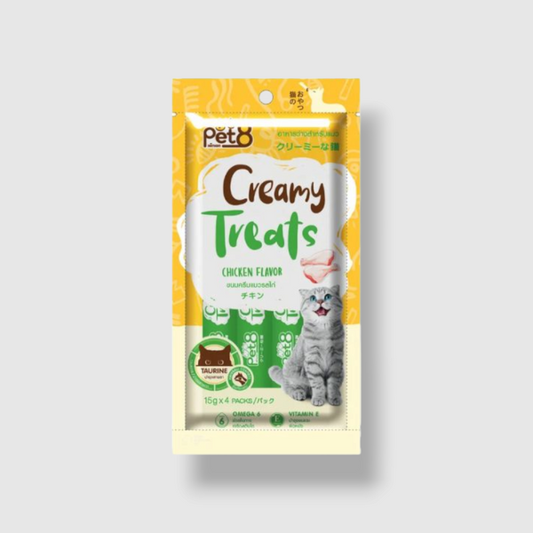 Pet8 Creamy Cat Treats Chicken  Flavor-15Gx4Pcs