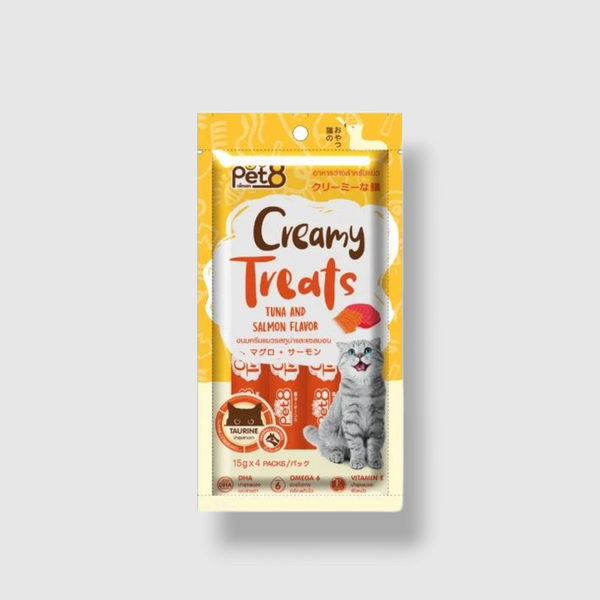 Pet8 Creamy Cat Treats Tuna & Salmon Flavor -15Gx4Pcs